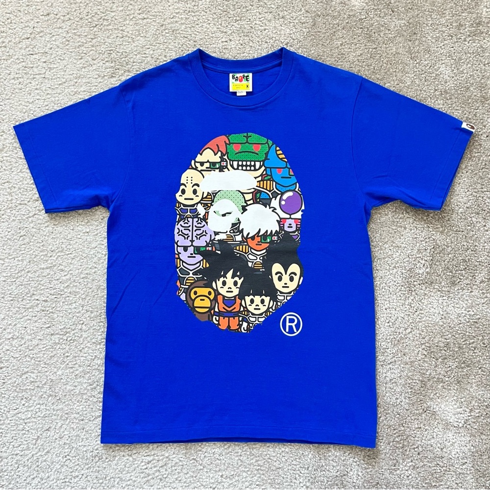 Bape Blue Graphic Tee with Dragon Ball Z Collaboration